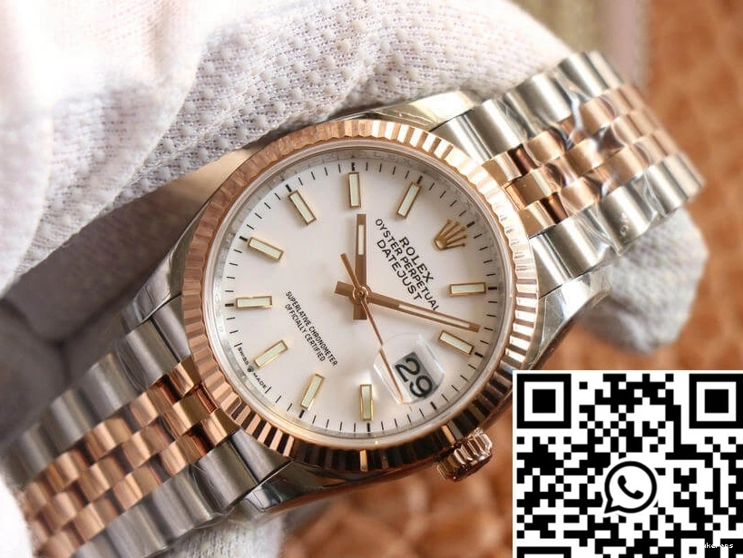 Rolex M126231-0017 White Datejust Factory EW Rose Dial Gold 0123